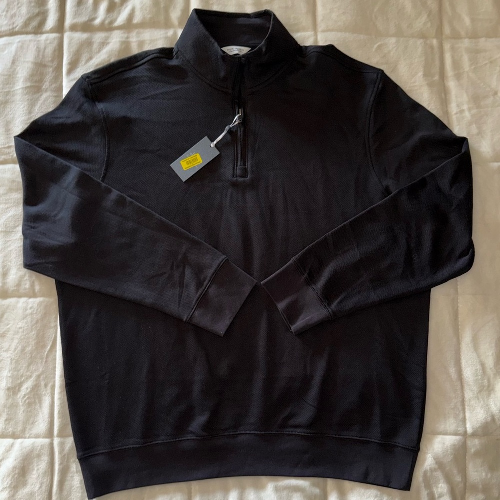 Cremieux Signature Label Quarter-Zip Pullover - Black. Size XL